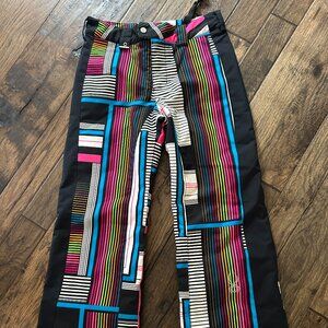 Spyder, Snow pants, Skiing, Girls Kids size 14, multicolor stripe